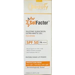 SolFactor Silicone Sunscreen SPF 50 PA+++ Ultra Matte Gel For Face & Body 50ml