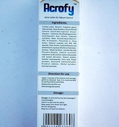 Acrofy Moisturizer For Acne-Prone Skin, Sebum Control Formula, 24 Hours Moisturization-50g