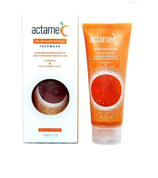 actame C Vitamin C Facewash | Skin Brightening with Moisturizing Protection | The Untamed Natural Facewash | Net Weight - 70g | (Pack of 1)