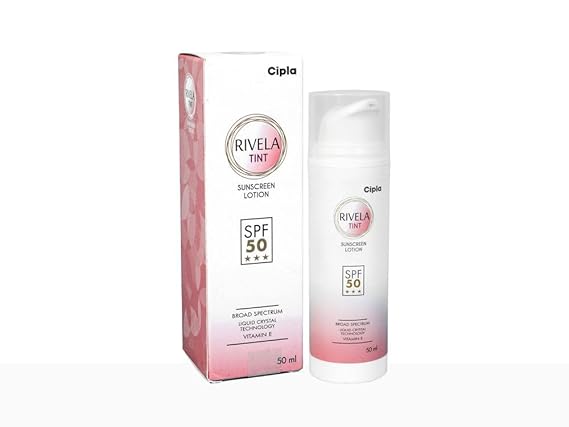 Rivela Lite Tint Sunscreen Lotion SPF 50 Enriched with Vitamin E For Broad Spectrum, UVA & UVB Protection For all types of skin, 50 mL