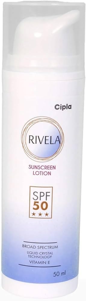 SPF 50 Rivela Sunscreen Lotion UVA & UVB Protection Broad Spectrum For Mens & Women, 50mL