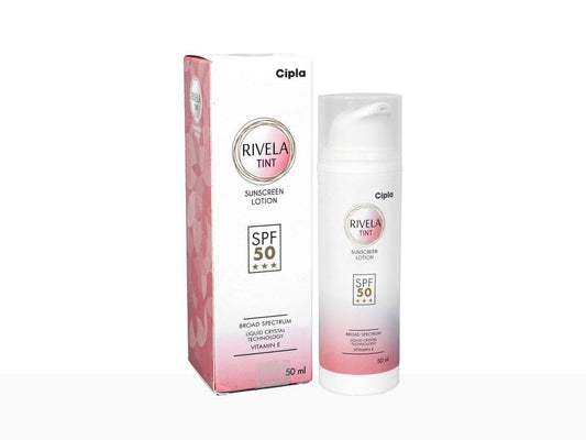 Rivela Lite Tint Sunscreen Lotion SPF 50 Enriched with Vitamin E For Broad Spectrum, UVA & UVB Protection For all types of skin, 50 mL