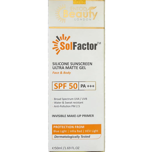 SolFactor Silicone Sunscreen SPF 50 PA+++ Ultra Matte Gel For Face & Body 50ml