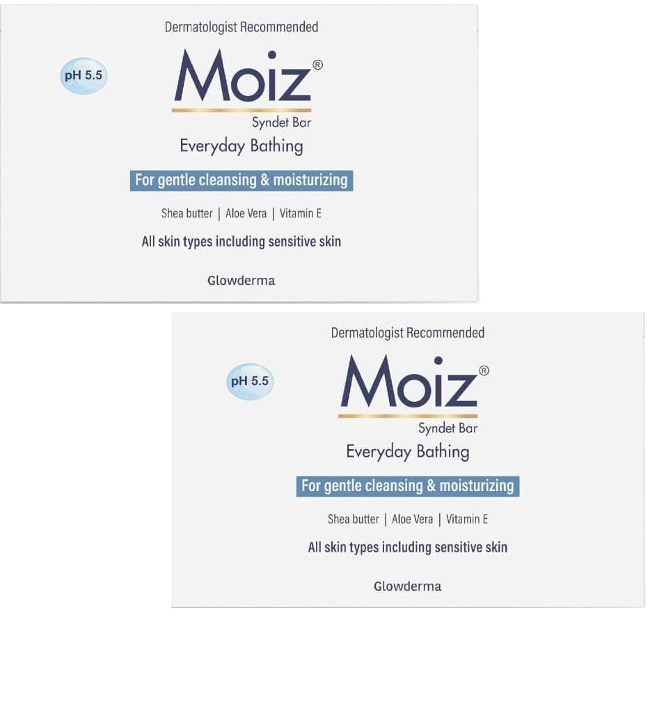 MOIZ Moisturizing Syndet Bar For Everyday Bathing - (75gm) (PACK OF 2 * 75G)