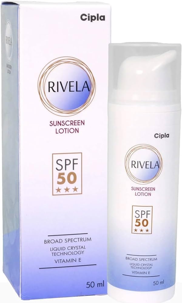 SPF 50 Rivela Sunscreen Lotion UVA & UVB Protection Broad Spectrum For Mens & Women, 50mL