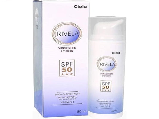 SPF 50 Rivela Sunscreen Lotion UVA & UVB Protection Broad Spectrum For Mens & Women, 50mL