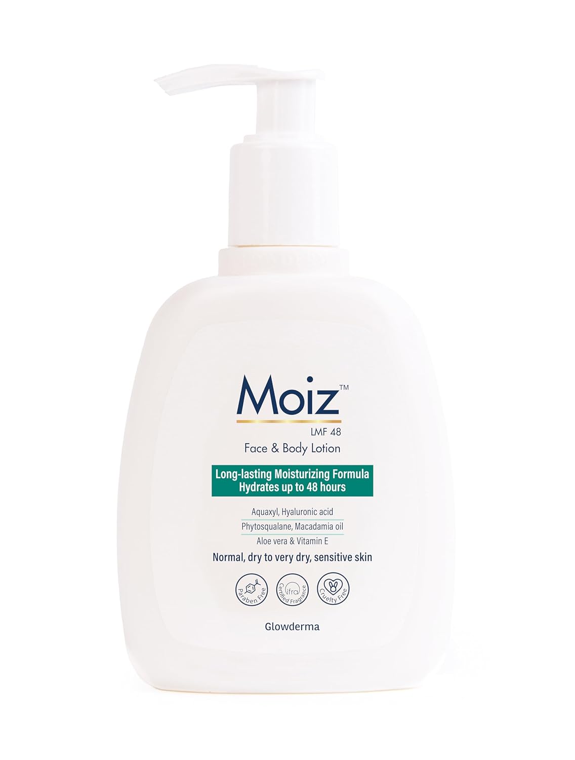 Moiz LMF 48 Lotion | 48 Hour Long-Lasting Moisturizer | Formulated with 17 Moisturizers | Non-Comedogenic | Paraben & Cruelty-Free