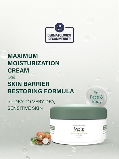 Moiz MM Skin Barrier Restoring Cream | For Very Dry & Sensitive Skin | Shea Butter & Vitamin E | Dermatologically Tested