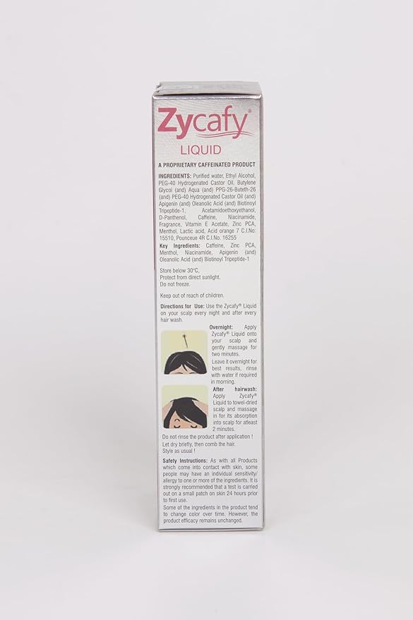 Zycafy  Liquid with Caffeine, Castor Oil, Apigenin, Vitamin E and Zinc | Prevents Hair Fall and Promotes Hair Growth | Suitable For Men & Women | 100 ml