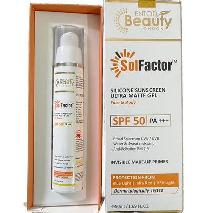 SolFactor Silicone Sunscreen SPF 50 PA+++ Ultra Matte Gel For Face & Body 50ml