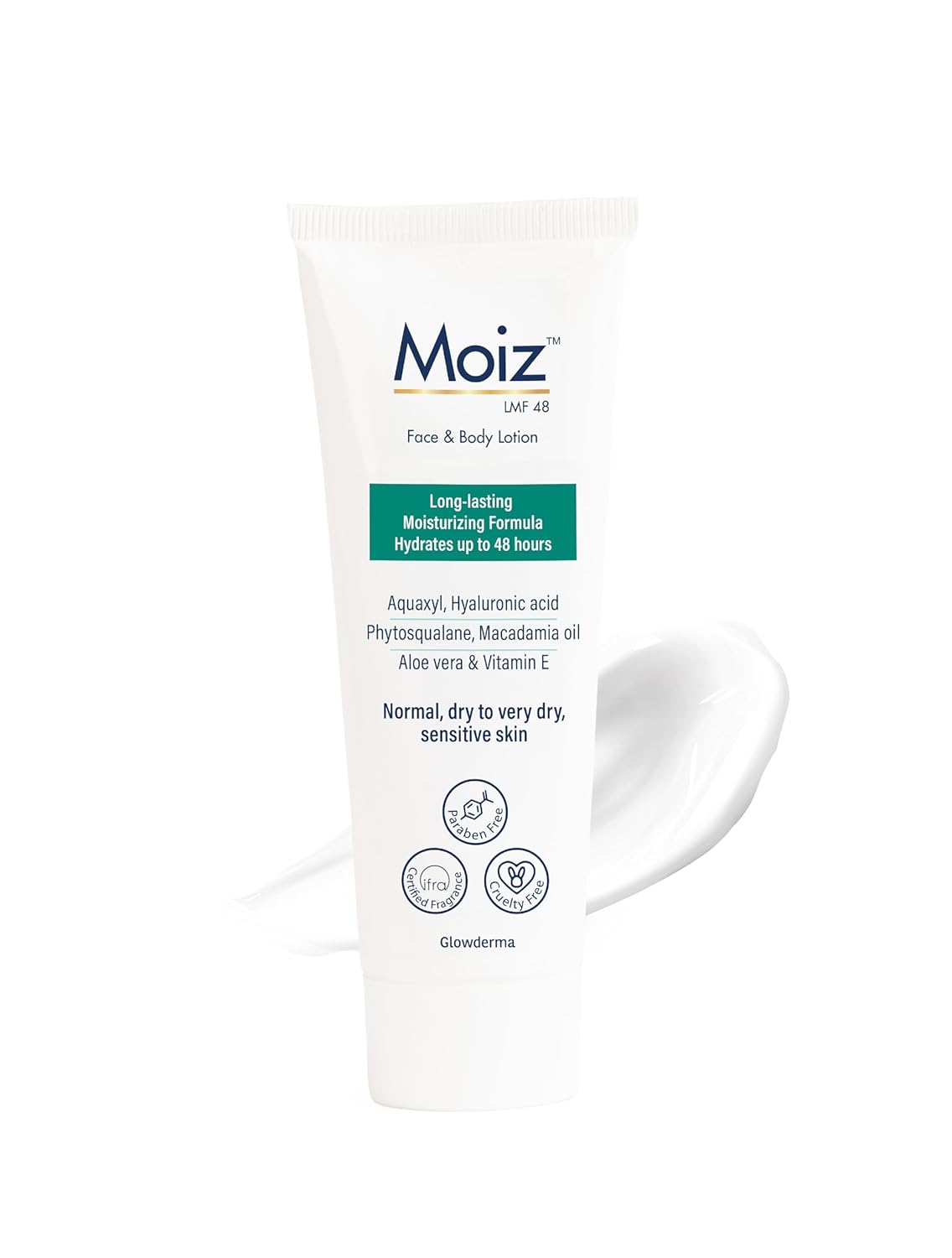 Moiz LMF 48 Lotion | 48 Hour Long-Lasting Moisturizer | Formulated with 17 Moisturizers | Non-Comedogenic | Paraben & Cruelty-Free