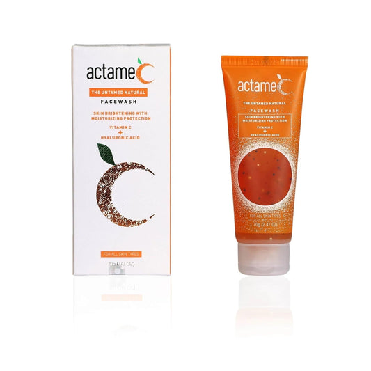 actame C Vitamin C Facewash | Skin Brightening with Moisturizing Protection | The Untamed Natural Facewash | Net Weight - 70g | (Pack of 1)