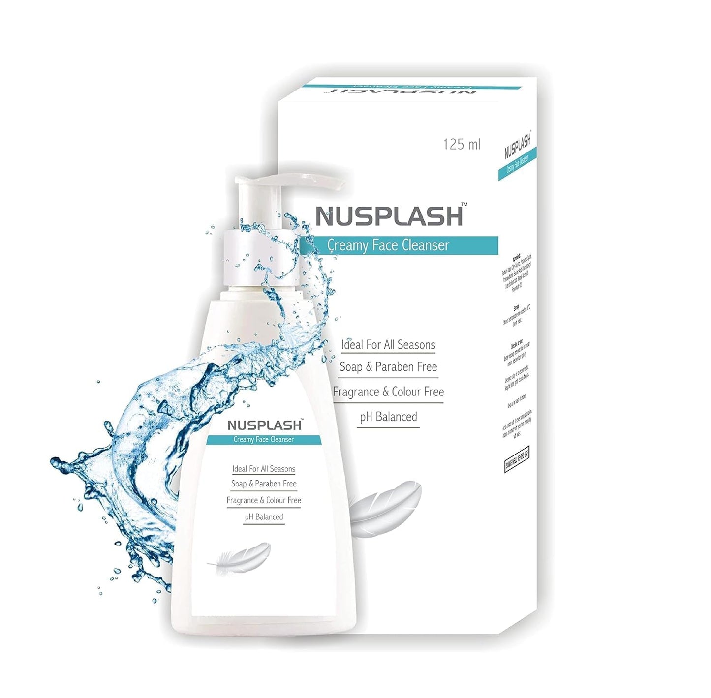 NUSPLASH Creamy Face Cleanser, 125ml, Soap and Paraben Free, Fragrance and Colour Free, pH Balanced