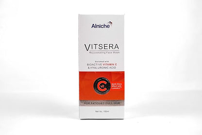 Alniche Vitsera Rejuvenating Vitamin C Face Wash Enriched With Bioactive Vitamin C & Hyaluronic || Multi Glow Effect With Lumiskin For Fatigued Dull Skin ||