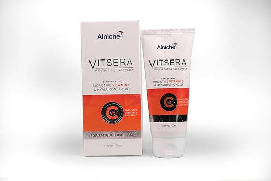 Alniche Vitsera Rejuvenating Vitamin C Face Wash Enriched With Bioactive Vitamin C & Hyaluronic || Multi Glow Effect With Lumiskin For Fatigued Dull Skin ||