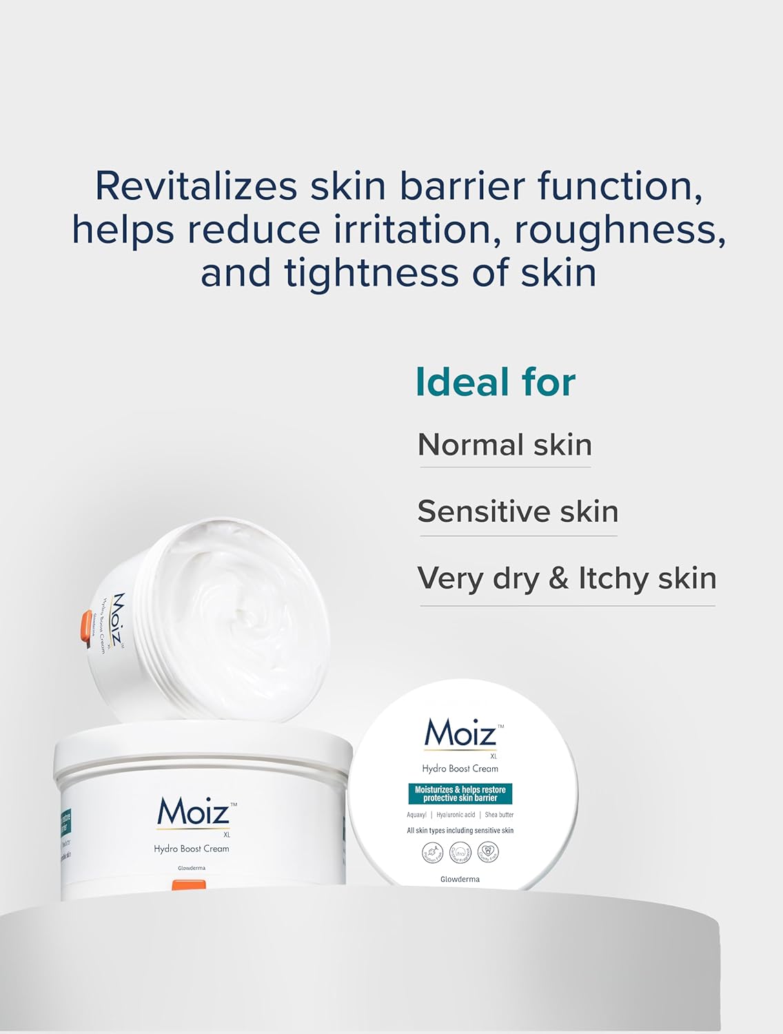 Moiz XL Hydro Boost Face & Body Cream | For Dry to Very Dry Skin | Formulated with 13 Moisturizers | Paraben Free & Cruelty-Free