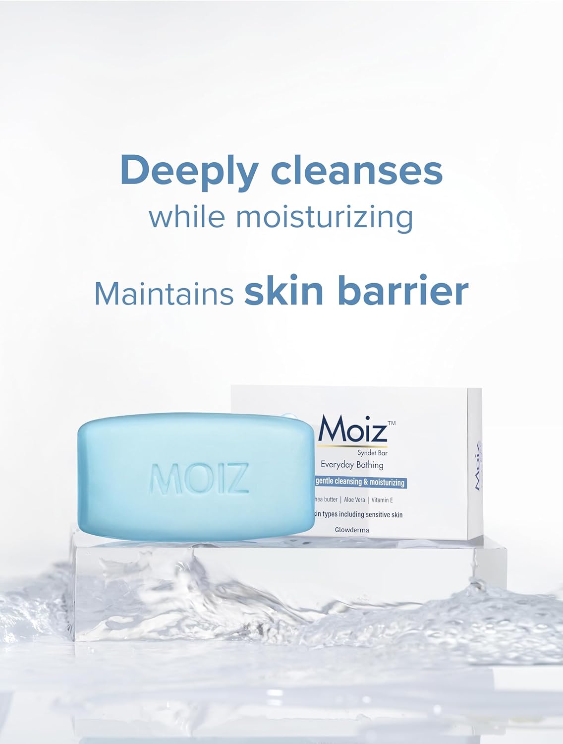 Moiz Syndet Bathing Bar | pH 5.5 | With Shea Butter, Aloe Vera & Vitamin E | Paraben, Sulphate & Cruelty-Free - 75gm