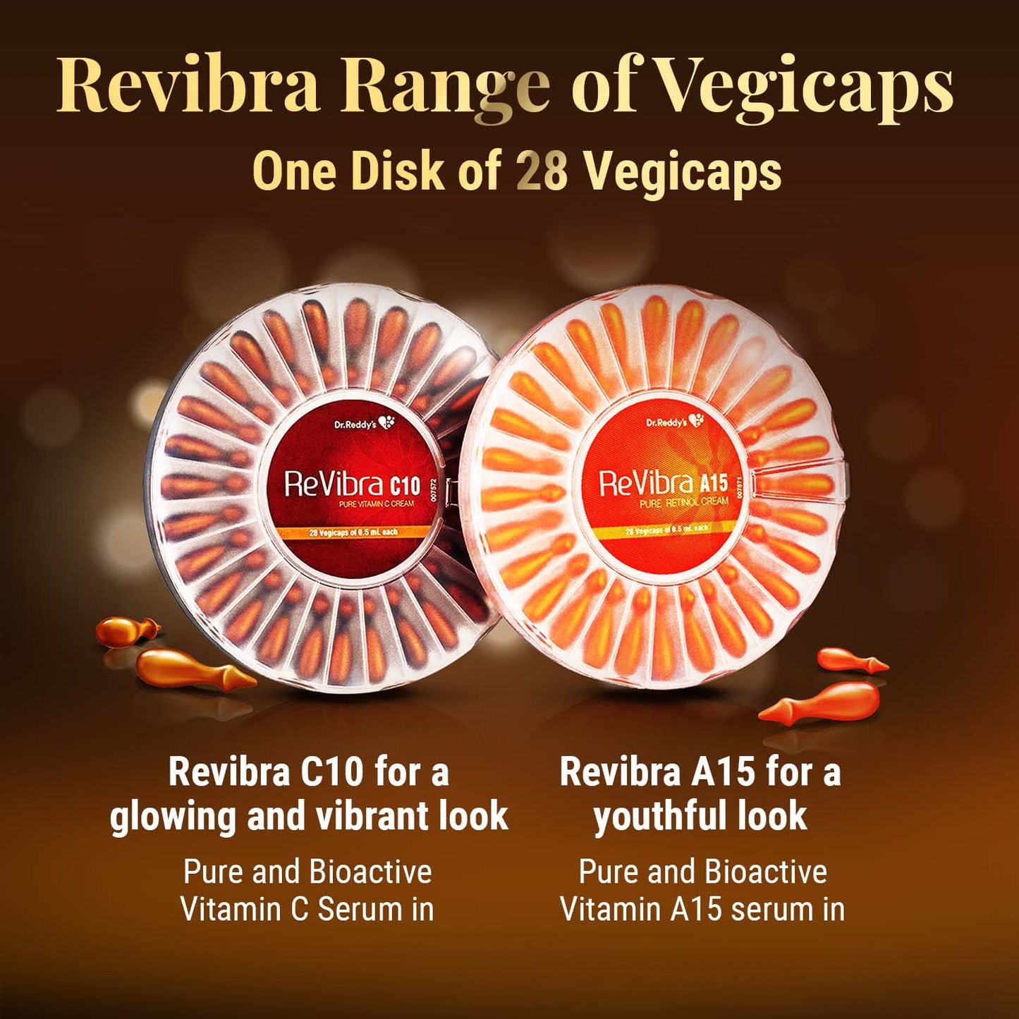 Dr. Reddy’s ReVibra A15, With Pure Vitamin A 15% Serum, Fights Signs of Early Aging, Improves Skin Elasticity, Preservative and Fragrance-Free, Easy to Use Mono Vegicap, One Disk of 28 Vegicaps