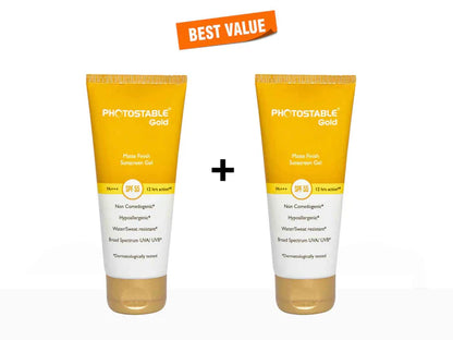 Photostable Gold Matte Finish Sunscreen Gel SPF 55